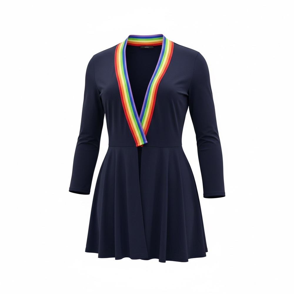 Valfre Tie Front Dress with Rainbow Trim